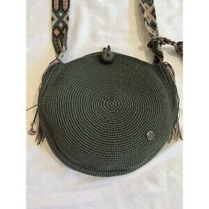 Nativo Macrame Crochet Round Crossbody Handbag Aztec Strap Southwest Fringe